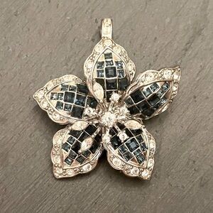 Nolan Miller Blue & Clear Flower Brooch / Pendant